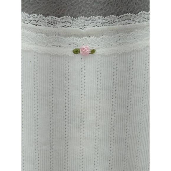 Aeropostale Pointelle Long Sleeve Lace Trim Rosette Top Women's L Coquette NWT - Picture 4 of 11